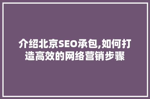 介绍北京SEO承包,如何打造高效的网络营销步骤