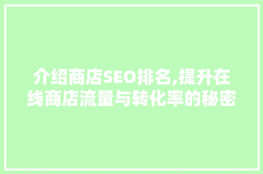 介绍商店SEO排名,提升在线商店流量与转化率的秘密武器