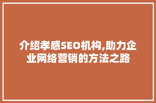 介绍孝感SEO机构,助力企业网络营销的方法之路