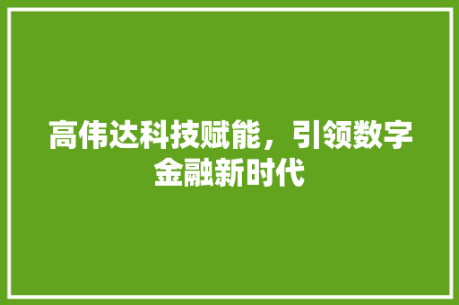 高伟达科技赋能，引领数字金融新时代