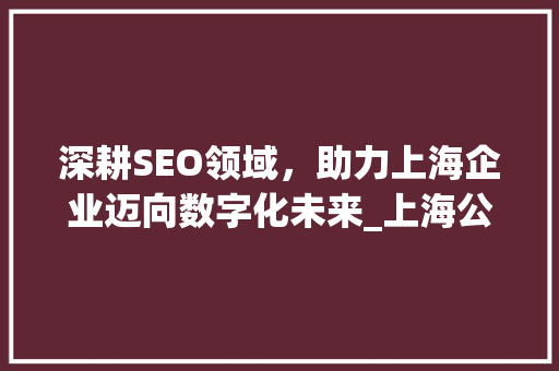 深耕SEO领域，助力上海企业迈向数字化未来_上海公司SEO招聘启示