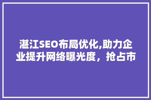 湛江SEO布局优化,助力企业提升网络曝光度，抢占市场先机