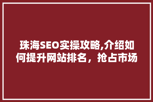 珠海SEO实操攻略,介绍如何提升网站排名，抢占市场先机