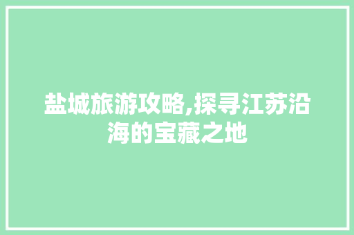 盐城旅游攻略,探寻江苏沿海的宝藏之地