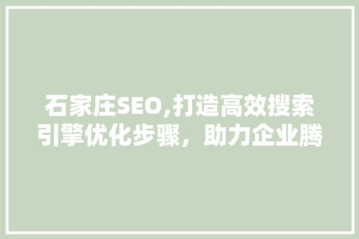 石家庄SEO,打造高效搜索引擎优化步骤，助力企业腾飞