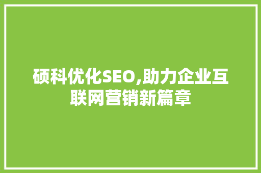 硕科优化SEO,助力企业互联网营销新篇章