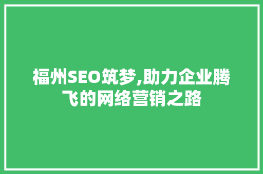 福州SEO筑梦,助力企业腾飞的网络营销之路