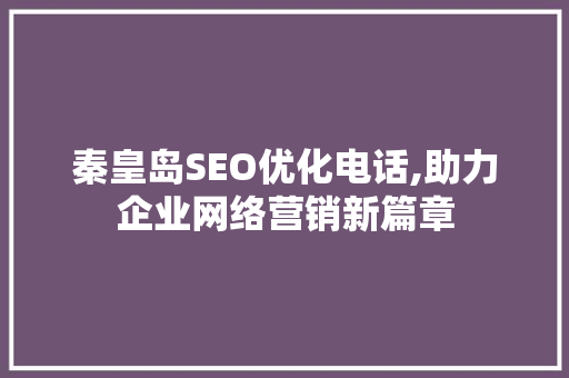 秦皇岛SEO优化电话,助力企业网络营销新篇章