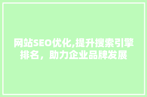 网站SEO优化,提升搜索引擎排名，助力企业品牌发展