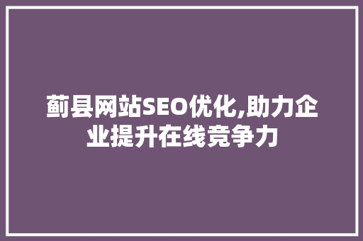 蓟县网站SEO优化,助力企业提升在线竞争力