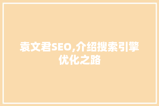 袁文君SEO,介绍搜索引擎优化之路
