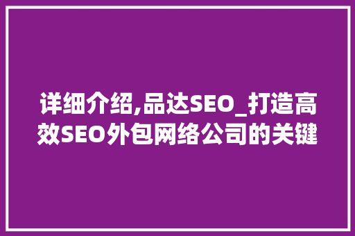 详细介绍,品达SEO_打造高效SEO外包网络公司的关键步骤