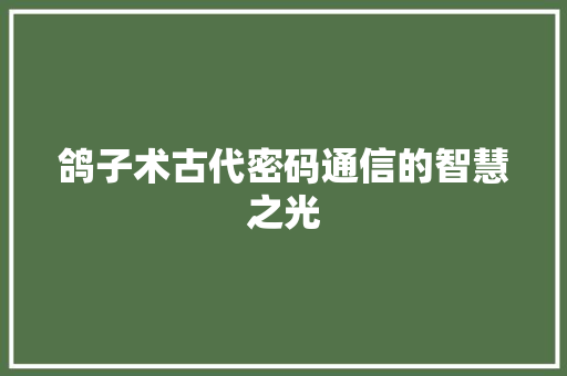 鸽子术古代密码通信的智慧之光
