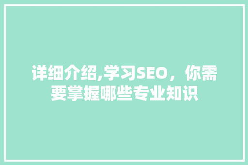 详细介绍,学习SEO，你需要掌握哪些专业知识