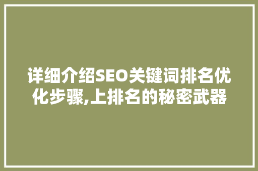 详细介绍SEO关键词排名优化步骤,上排名的秘密武器