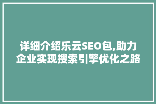 详细介绍乐云SEO包,助力企业实现搜索引擎优化之路