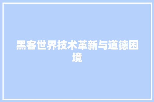 黑客世界技术革新与道德困境