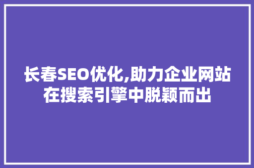 长春SEO优化,助力企业网站在搜索引擎中脱颖而出