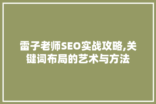 雷子老师SEO实战攻略,关键词布局的艺术与方法