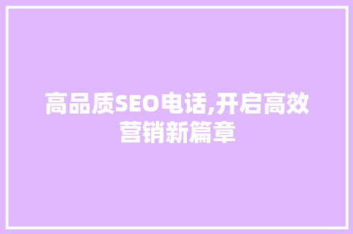 高品质SEO电话,开启高效营销新篇章