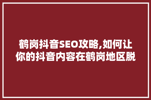 鹤岗抖音SEO攻略,如何让你的抖音内容在鹤岗地区脱颖而出