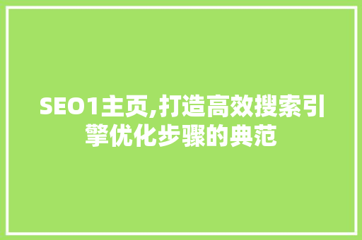 SEO1主页,打造高效搜索引擎优化步骤的典范
