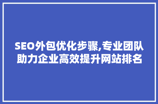 SEO外包优化步骤,专业团队助力企业高效提升网站排名