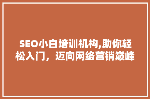 SEO小白培训机构,助你轻松入门，迈向网络营销巅峰