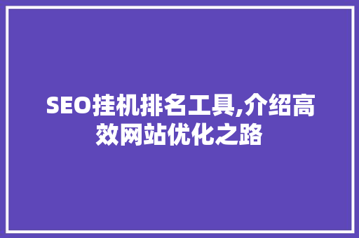 SEO挂机排名工具,介绍高效网站优化之路