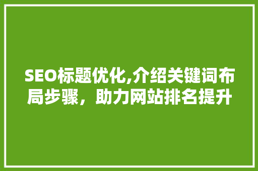 SEO标题优化,介绍关键词布局步骤，助力网站排名提升