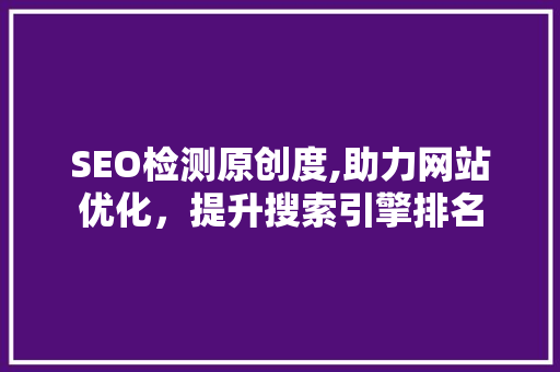 SEO检测原创度,助力网站优化，提升搜索引擎排名