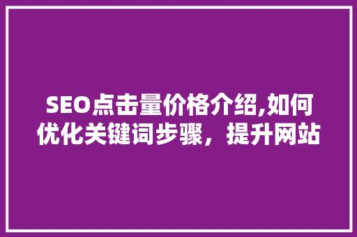 SEO点击量价格介绍,如何优化关键词步骤，提升网站流量