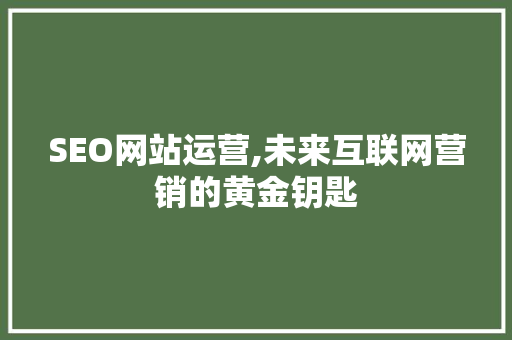 SEO网站运营,未来互联网营销的黄金钥匙