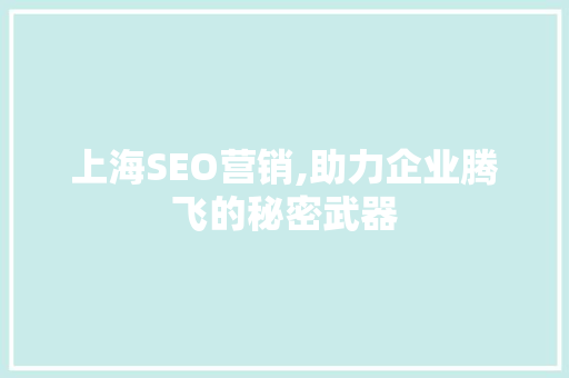 上海SEO营销,助力企业腾飞的秘密武器
