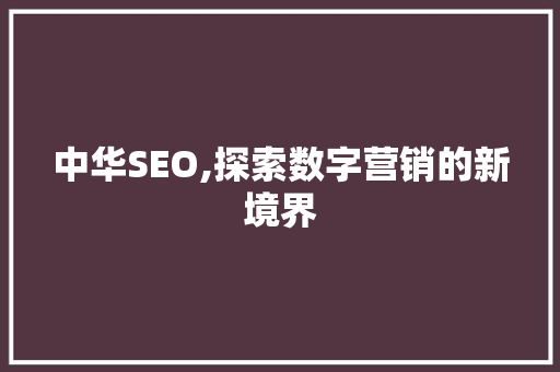中华SEO,探索数字营销的新境界