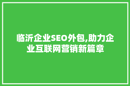 临沂企业SEO外包,助力企业互联网营销新篇章