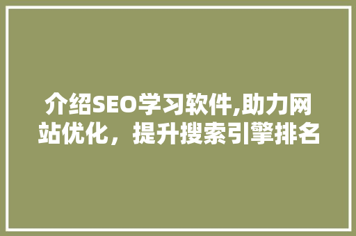 介绍SEO学习软件,助力网站优化，提升搜索引擎排名