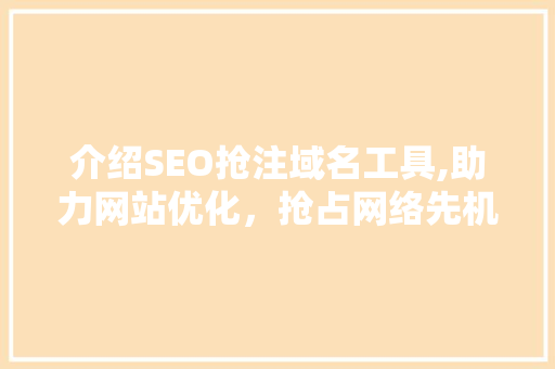 介绍SEO抢注域名工具,助力网站优化，抢占网络先机