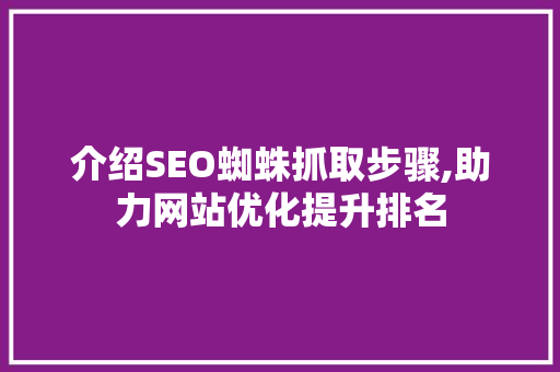 介绍SEO蜘蛛抓取步骤,助力网站优化提升排名