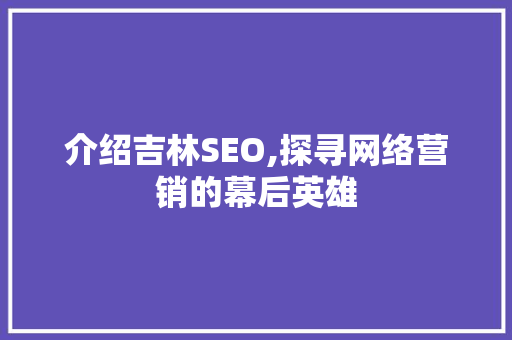 介绍吉林SEO,探寻网络营销的幕后英雄