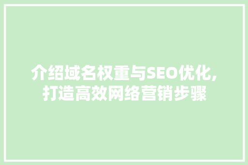 介绍域名权重与SEO优化,打造高效网络营销步骤