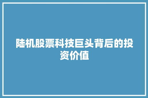 陆机股票科技巨头背后的投资价值