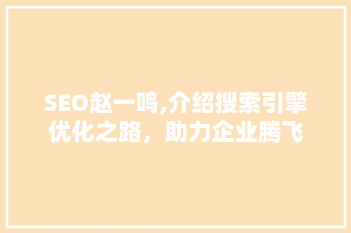 SEO赵一鸣,介绍搜索引擎优化之路，助力企业腾飞
