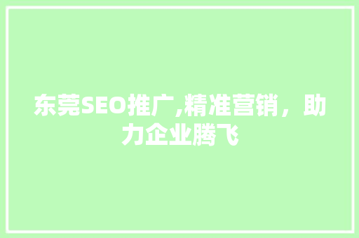 东莞SEO推广,精准营销，助力企业腾飞