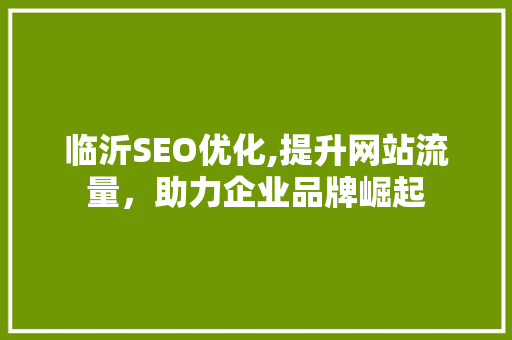 临沂SEO优化,提升网站流量，助力企业品牌崛起