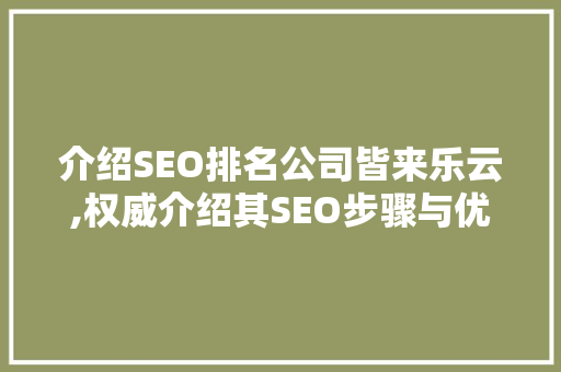 介绍SEO排名公司皆来乐云,权威介绍其SEO步骤与优势