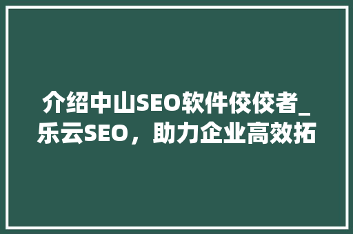 介绍中山SEO软件佼佼者_乐云SEO，助力企业高效拓展网络市场