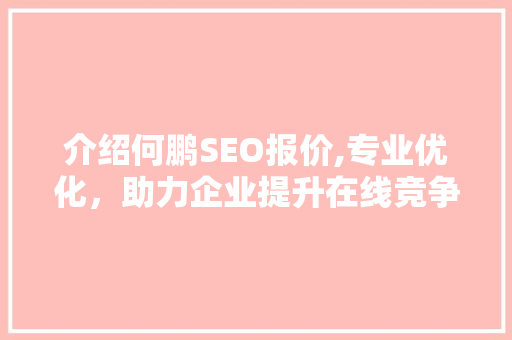 介绍何鹏SEO报价,专业优化，助力企业提升在线竞争力