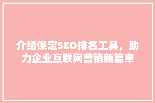 介绍保定SEO排名工具，助力企业互联网营销新篇章