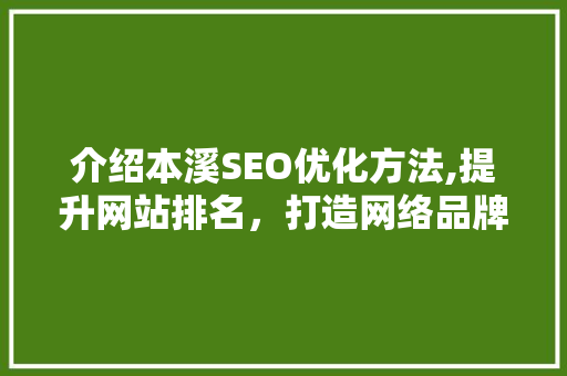 介绍本溪SEO优化方法,提升网站排名，打造网络品牌新高度
